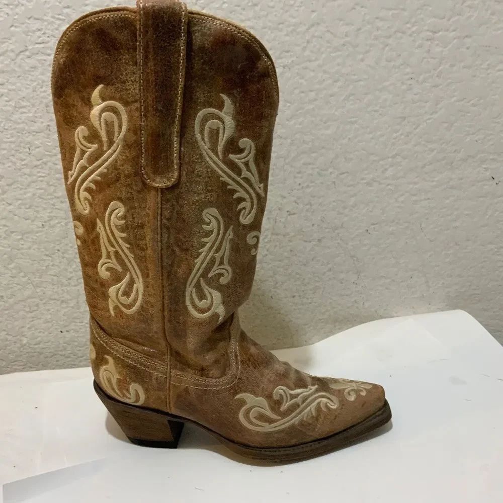 Corral R1974 Cortez Cleff Embroidered Leather Western Women’s Boots Cowgirl Sz 6
